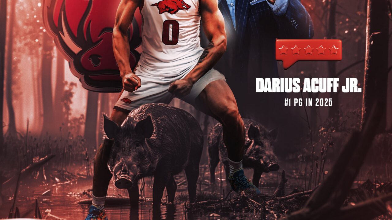 5-star guard, Darius Acuff, a Top 5 player in the class of 2025 class commits to… ARKANSAS  MONSTER first piece for John Calipari in the 2025 class, as he’s a Day 1 difference maker – and my hunch is, it won’t be the Hogs last 5-star in 2025